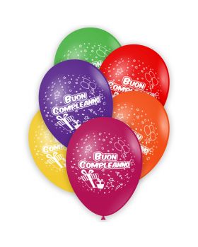 Palloncini Lattice Medi Buon Compleanno Multicolor 25pz