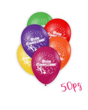 Palloncini Lattice Medi Buon Compleanno Multicolor 50pz
