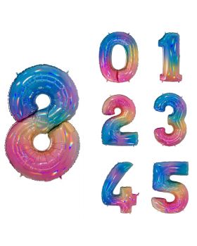 Palloncino Mylar Numero Arcobaleno Rainbow 90cm