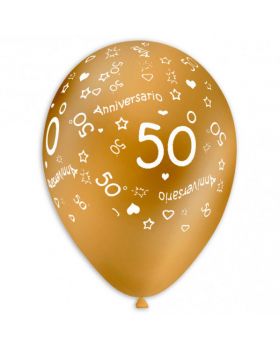 Palloncini Lattice Medi Oro 50 Anniversario Nozze Oro 20pz