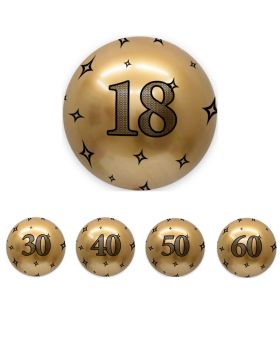 Palloncino Foil Sfera Oro Compleanno 18, 30, 40, 50 o 60 Anni 61cm