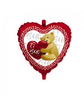Palloncino Mylar Cuore Rosso Con Scritta Ti Amo e Orsacchiotto
