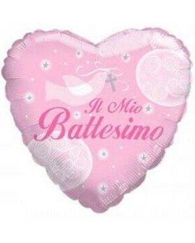 Palloncino Foil Cuore Il Mio Battesimo Rosa 46cm