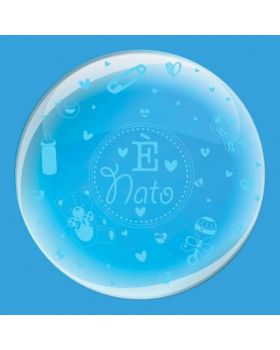 Palloncino Foil Trasparente Nascita E' Nato Decorazioni Celesti 61cm