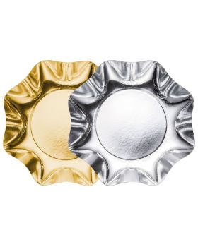 Piatti Fondi Carta Plastificata Tinta Unita Metal con Bordi Ondulati 20cm