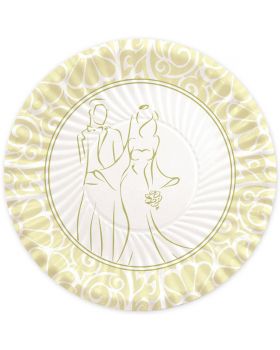 Piatti Carta Matrimonio Sposi Avorio