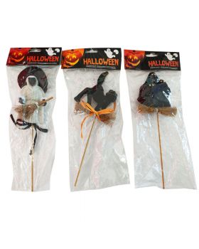 Decorazione Pick Soggetto Halloween con Saggina 25cm