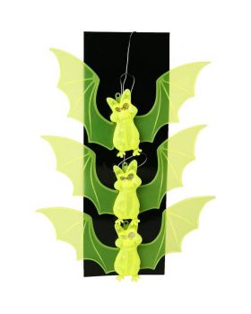 Decorazione Pipistrelli da Appendere Fluorescenti con Occhi Luminosi 60cm