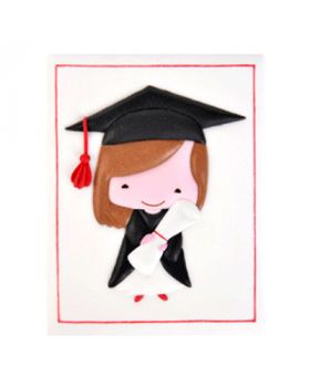 Decorazione Zucchero Placca Laurea Dottoressa 7x9cm