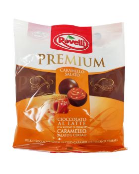Praline Premium Rovelli Cioccolato al Latte con Ripieno Cereali e Crema Caramello Salato 116gr