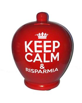 Salvadanaio Terracotta Keep Calm & Risparmia 20cm