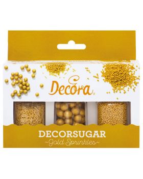 Set Perline e Bastoncini in Zucchero Oro Gold Sprinkles Decora