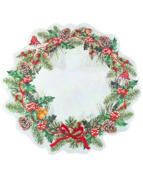 Sottopiatti Natalizi Sagomati Bois de Noel Rami di Pino e Agrifoglio 4pz