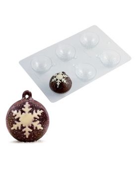 Stampo Pvc per Praline Sfere di Natale Martellato 6 Cavità 5,5cm Fronte e Retro