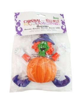 Decorazione Halloween Strega Zucca Pvc da Appendere 18x19cm