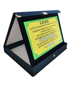 Cofanetto Targa Premio Pensione I.N.P.S. Istituto Nazionale Pensionati Scatenati 21x17cm