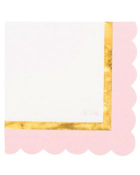 Tovaglioli Carta Chic Rosa e Oro Bordi Smerlati