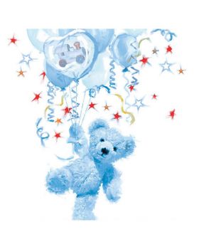 Tovaglioli Carta Orsetto Celeste con Palloncini e Coriandoli