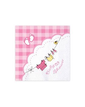 Tovaglioli Cocktail Carta Baby Shower Vestitini Appesi Rosa