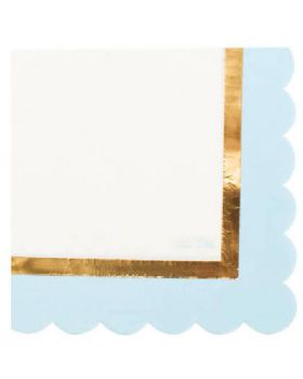 Tovaglioli Carta Chic Celeste e Oro Bordi Smerlati