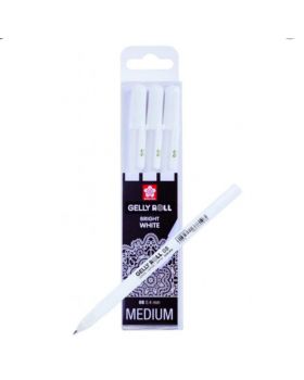 Set 3 Penne Tratto Medio Bianco Brillante Gelly Roll Sakura 0,4mm